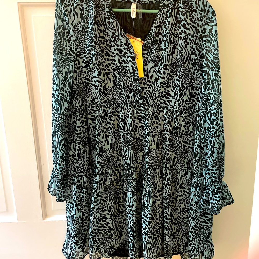 Elan Animal Print Babydoll Dress NWT Sz M